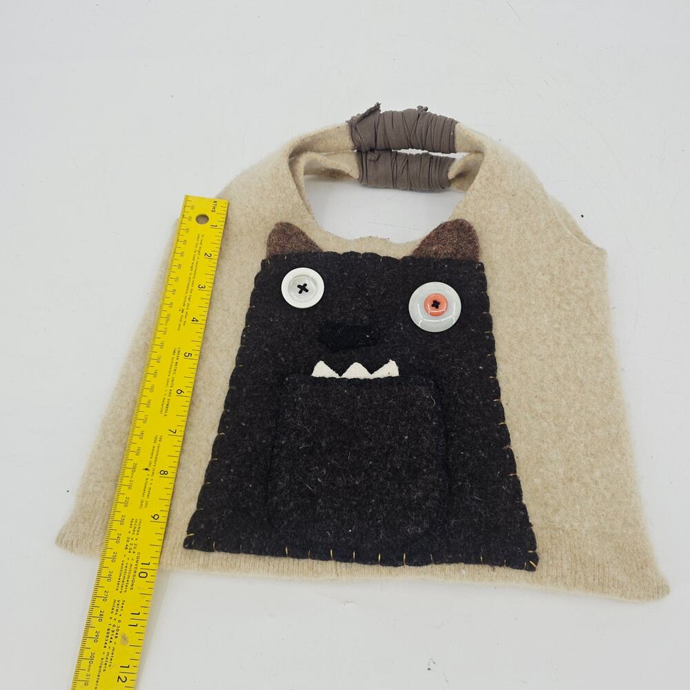 Handmade felt monster purse boho bohemian emo eco friendly recycled - Picture 6 of 9